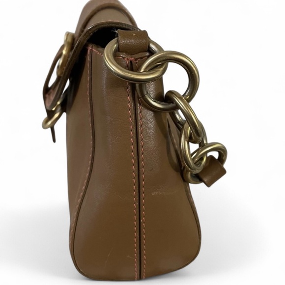 Furla Brown Leather Small Shoulder Bag Gold Hardware Classic Italian Y2K - Picture 8 of 14